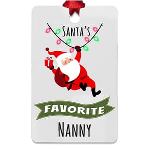 Santa'S Favorite Nanny Rectangle Metal Ornament (One Or Double Sided)